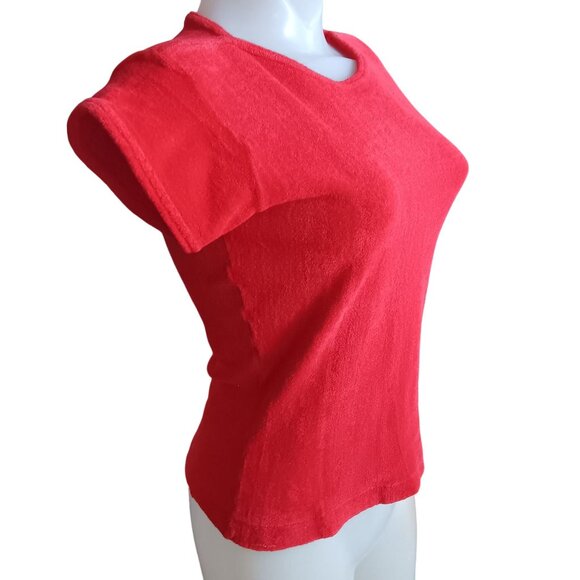 Vintage Small Women;s T-shirt 1970's Terry Cloth Knit Topicknits Single Stitch - Picture 4 of 6